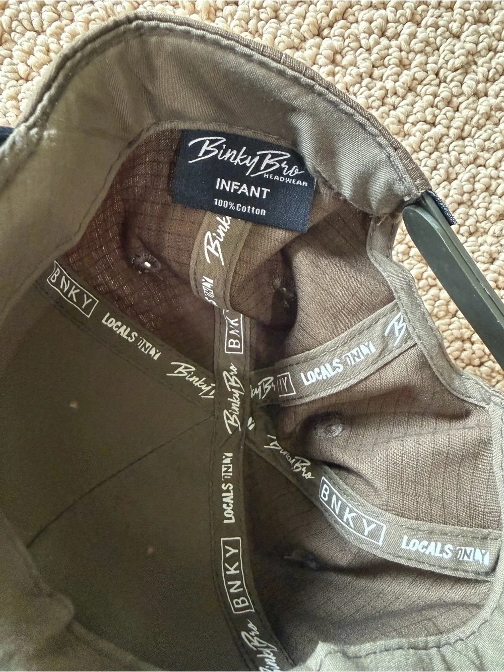 Kids Two-Tone Olive and Black Snapback Hat with Flag Patch